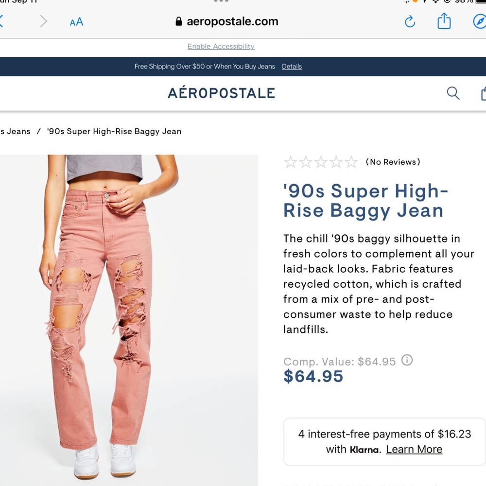 Aeropostale ripped mom jeans